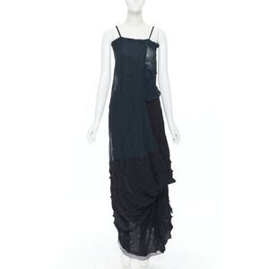 Yohji Yamamoto shibori dyed green black deconstructed dress